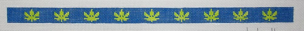 Kate Dickerson Needlepoint Collections Sunglass Strap Green Weed Leaves on Navy Needlepoint Canvas