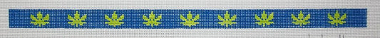 Kate Dickerson Needlepoint Collections Sunglass Strap Green Weed Leaves on Navy Needlepoint Canvas