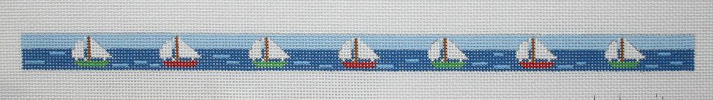 Kate Dickerson Needlepoint Collections Sunglass Strap - Sailboats on The Water Needlepoint Canvas