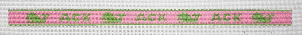 Kate Dickerson Needlepoint Collections Sunglass Strap Ack & Whales Bright Green on Pink Nantucket Needlepoint Canvas