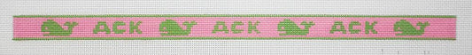 Kate Dickerson Needlepoint Collections Sunglass Strap Ack & Whales Bright Green on Pink Nantucket Needlepoint Canvas