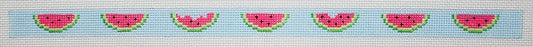 Kate Dickerson Needlepoint Collections Sunglass Strap - Watermelon Slices on Sky Blue Needlepoint Canvas