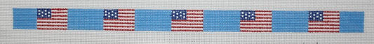 Kate Dickerson Needlepoint Collections Sunglass Strap - American Flags on Bright Blue Needlepoint Canvas