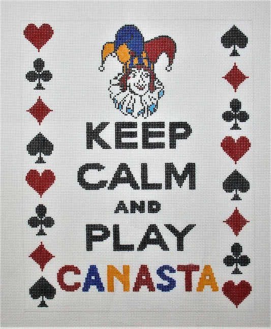 Kate Dickerson Needlepoint Collections “Keep Calm & Play Canasta” Needlepoint Canvas