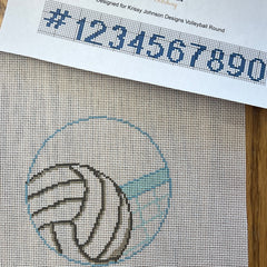 The Gingham Stitchery Krissy Johnson Designs Volleyball Round And Alphabet Chart Needlepoint Canvas
