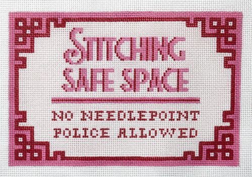 Kimberly Ann Needlepoint Stitching Safe Place Pink/Red Needlepoint Canvas