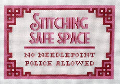Kimberly Ann Needlepoint Stitching Safe Place Pink/Red Needlepoint Canvas