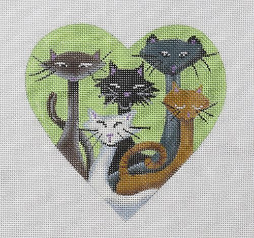 Patti Mann Cats Heart Needlepoint Canvas