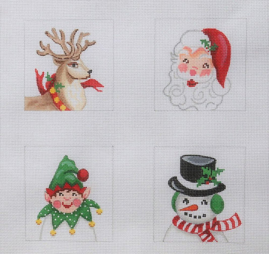 Kate Dickerson Needlepoint Collections Christmas Characters Coaster Inserts Needlepoint Canvas