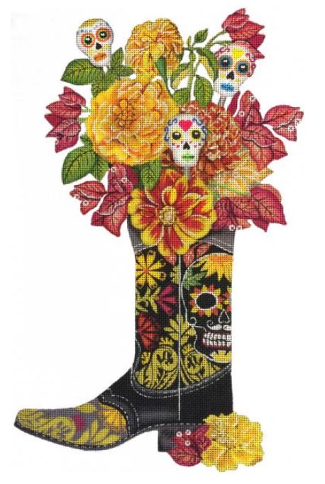 Melissa Shirley Designs Day of the Dead Boot Needlepoint Canvas