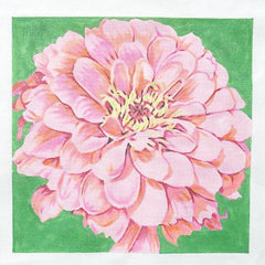 The Meredith Collection Cosmopolitan Zinnia with Green Needlepoint Canvas