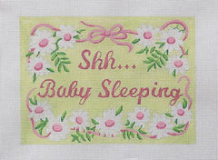 Kate Dickerson Needlepoint Collections Baby Sleeping Pink And Green Needlepoint Canvas