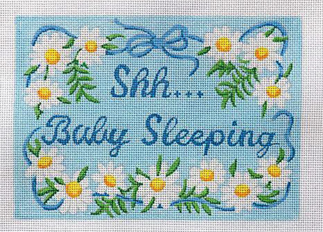 Kate Dickerson Needlepoint Collections Baby Sleeping Blue Yellow Green Needlepoint Canvas