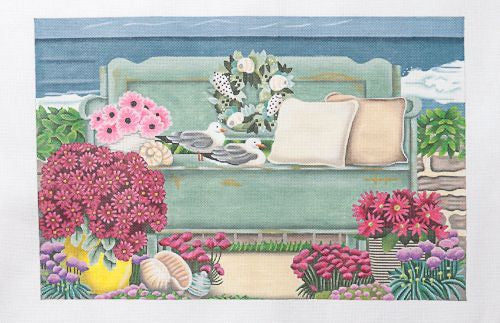 Melissa Shirley Designs Seaside Bench Needlepoint Canvas