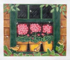 Ewe & Eye Geraniums Needlepoint Canvas