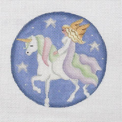 Rebecca Wood Designs Unicorn with a Girl Needlepoint Canvas - 13M