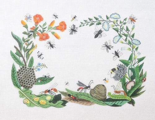 Melissa Shirley Designs Botanical Wreath/Floral B Needlepoint Canvas
