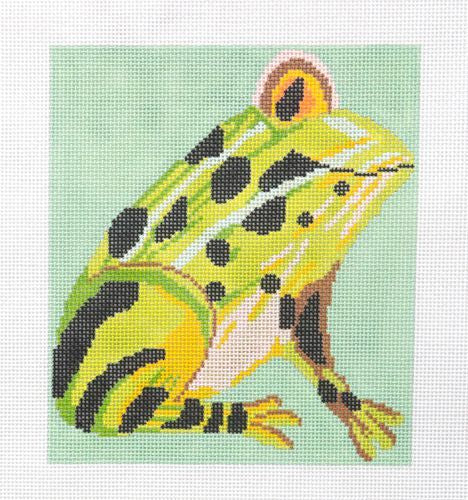 Birds of a Feather Green Frog Needlepoint Canvas