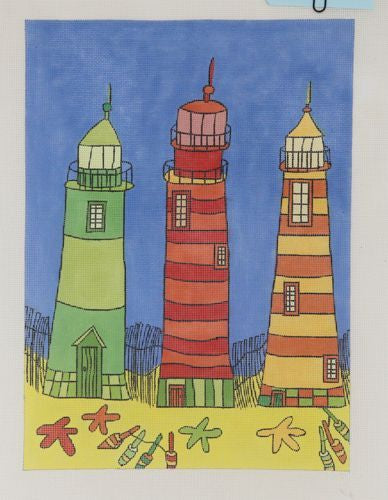 Cooper Oaks Design 3 Lighthouses - COD Needlepoint Canvas