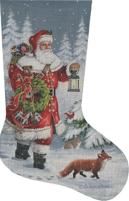 Liz Goodrick-Dillon Lantern Woodland Walk Stocking Needlepoint Canvas