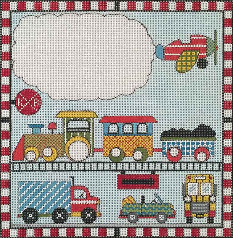 Alice Peterson Co. Cars Trains And Planes - Birth Needlepoint Canvas