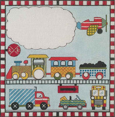 Alice Peterson Co. Cars Trains And Planes - Birth Needlepoint Canvas
