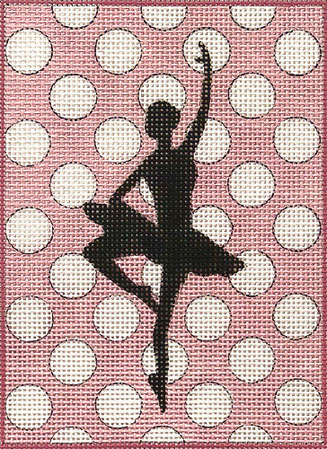 Alice Peterson Co. Ballerina Silhouette On Polka Dots Needlepoint Canvas