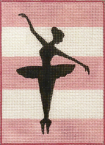 Alice Peterson Co. Ballerina Silhouette On Stripes Needlepoint Canvas