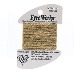 Rainbow Gallery Fyre Werks Metallic Ribbon - 01 Dark Gold