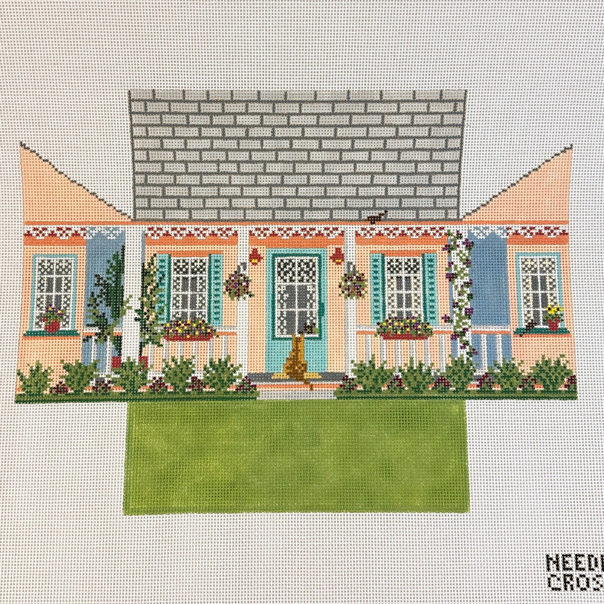 Needle Crossings Summer House Brick Cover Needlepoint Canvas