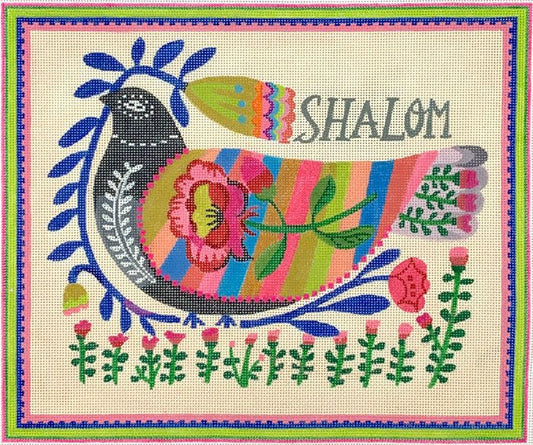 Kate Dickerson Needlepoint Collections Carolyn Gavin - Shalom Dove with Flowers - Multi Color 13m Needlepoint Canvas