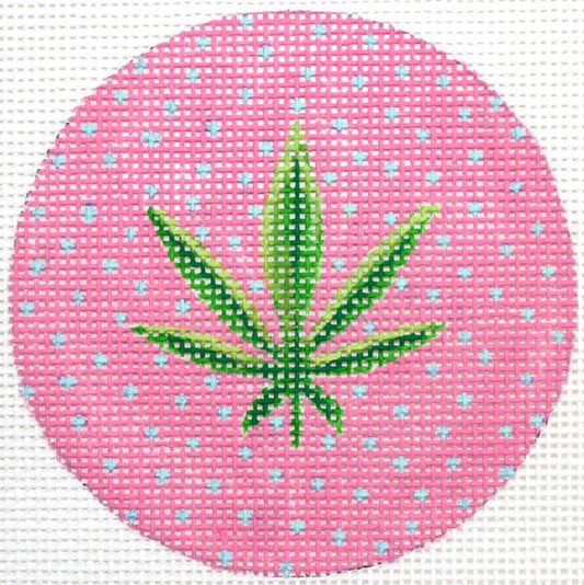 Kate Dickerson Needlepoint Collections Weed Leaf Mini - Pinks & Greens Needlepoint Canvas