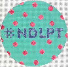 Kate Dickerson Needlepoint Collections #NDLPT Round Insert On Turquoise Needlepoint Canvas