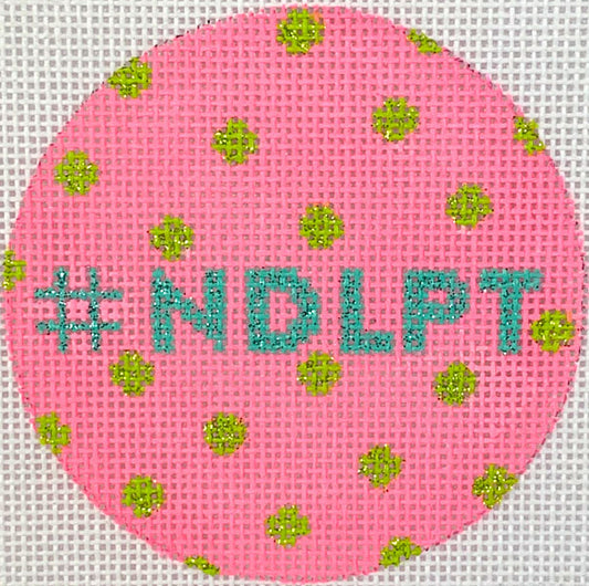 Kate Dickerson Needlepoint Collections #NDLPT Round Insert on Hot Pink Needlepoint Canvas