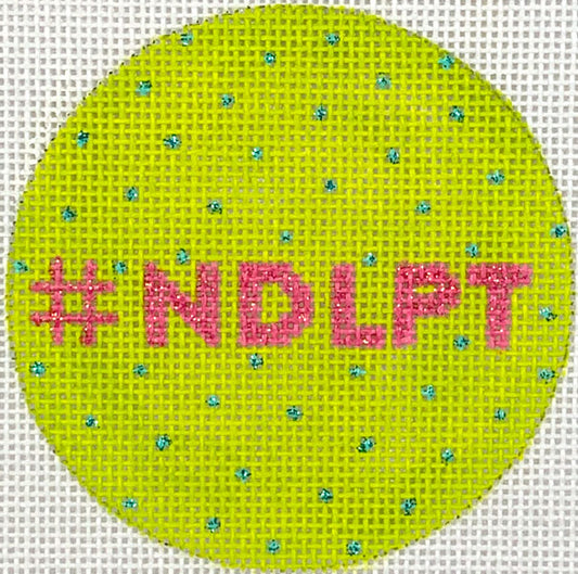 Kate Dickerson Needlepoint Collections #NDLPT Round Insert On Lime Needlepoint Canvas