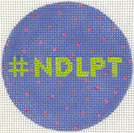 Kate Dickerson Needlepoint Collections #NDLPT Round Insert On Periwinkle Needlepoint Canvas