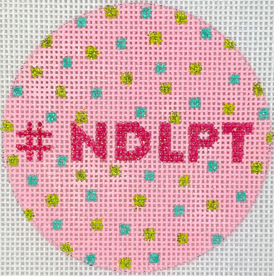 Kate Dickerson Needlepoint Collections #NDLPT Round Insert on Light Pink Needlepoint Canvas