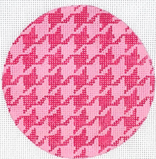 Kate Dickerson Needlepoint Collections Houndstooth - Hot Pink & Light Pink with Bright Lime Letter Needlepoint Canvas