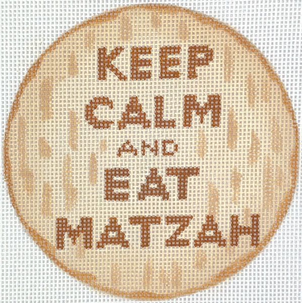 Kate Dickerson Needlepoint Collections 4” Round - Keep Calm & Eat Matzah Needlepoint Canvas