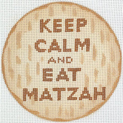 Kate Dickerson Needlepoint Collections 4” Round - Keep Calm & Eat Matzah Needlepoint Canvas