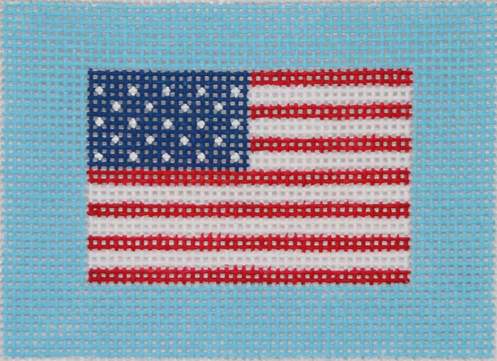 Kate Dickerson Needlepoint Collections American Flag On Sky Insert Needlepoint Canvas