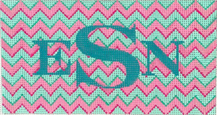 Kate Dickerson Needlepoint Collections Clutch Insert - Zigzag - Turquoise & Hot Pink Needlepoint Canvas