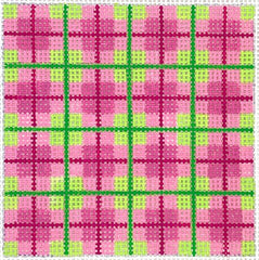 Kate Dickerson Needlepoint Collections 3” Square Insert - Madras Plaid - Raspberries & Greens Needlepoint Canvas