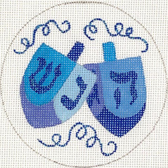 Kate Dickerson Needlepoint Collections Dreidels - Mixed Blues Needlepoint Canvas