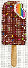 Kate Dickerson Needlepoint Collections Mini Sweet Treat - Rainbow Chocolate Covered Ice Cream Bar with Sprinkles Needlepoint Canvas