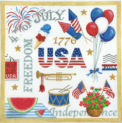 Kate Dickerson Needlepoint Collections Collage 4th Of July Celebration Needlepoint Canvas