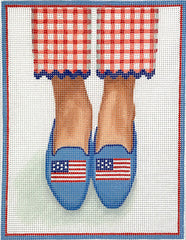 Kate Dickerson Needlepoint Collections American Flag Here’s Looking at Shoe Needlepoint Canvas