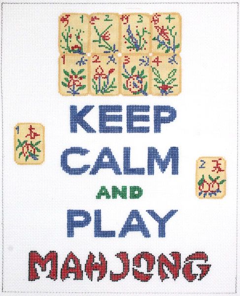 Kate Dickerson Needlepoint Collections Keep Calm & Play Mahjong Needlepoint Canvas