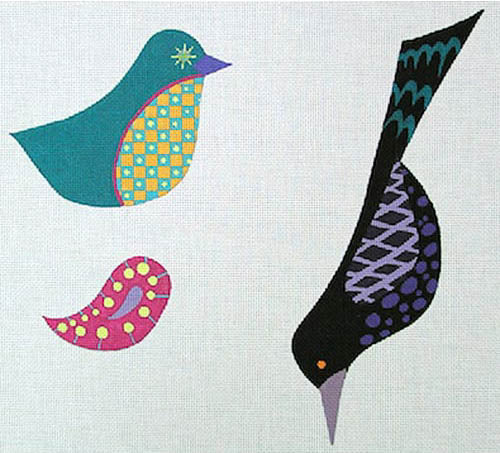 Zecca 2 Birds #1 Needlepoint Canvas