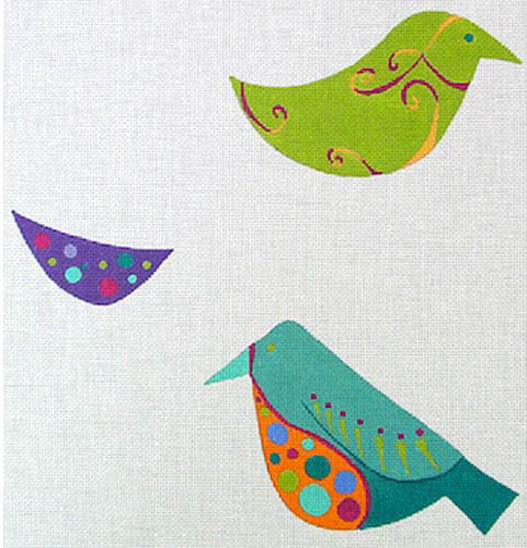 Zecca 2 Birds #2 Needlepoint Canvas